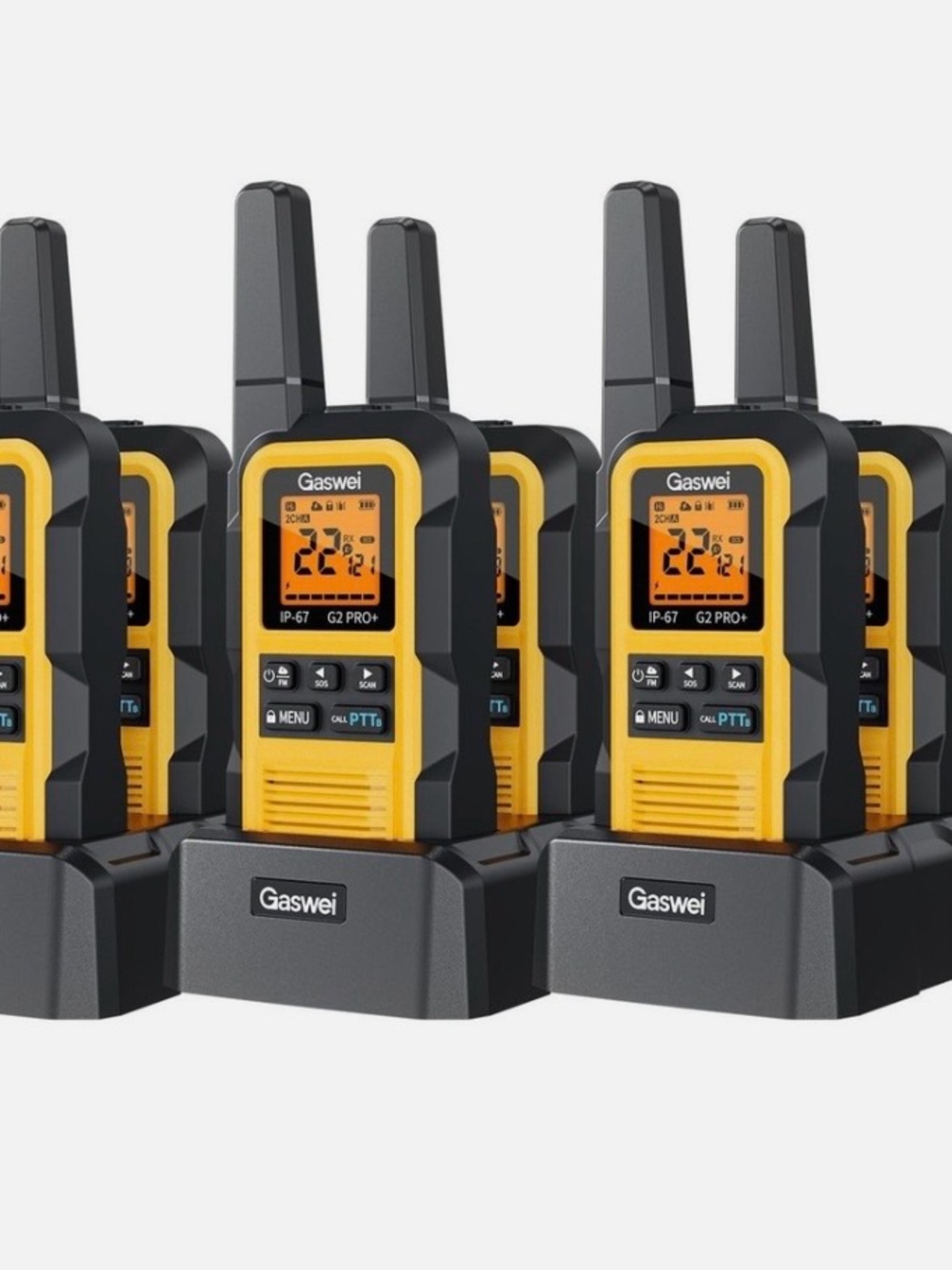 Gaswei 6pack Yellow & Black Two-Way Radio - Portable Walkie Talkie IP67 G2Pro+